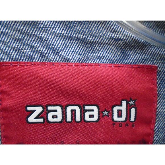 Vintage Cyber Y2K zana di Blue Denim Jean Jacket Boxy Crop Denim Coat Size Large - Picture 4 of 9